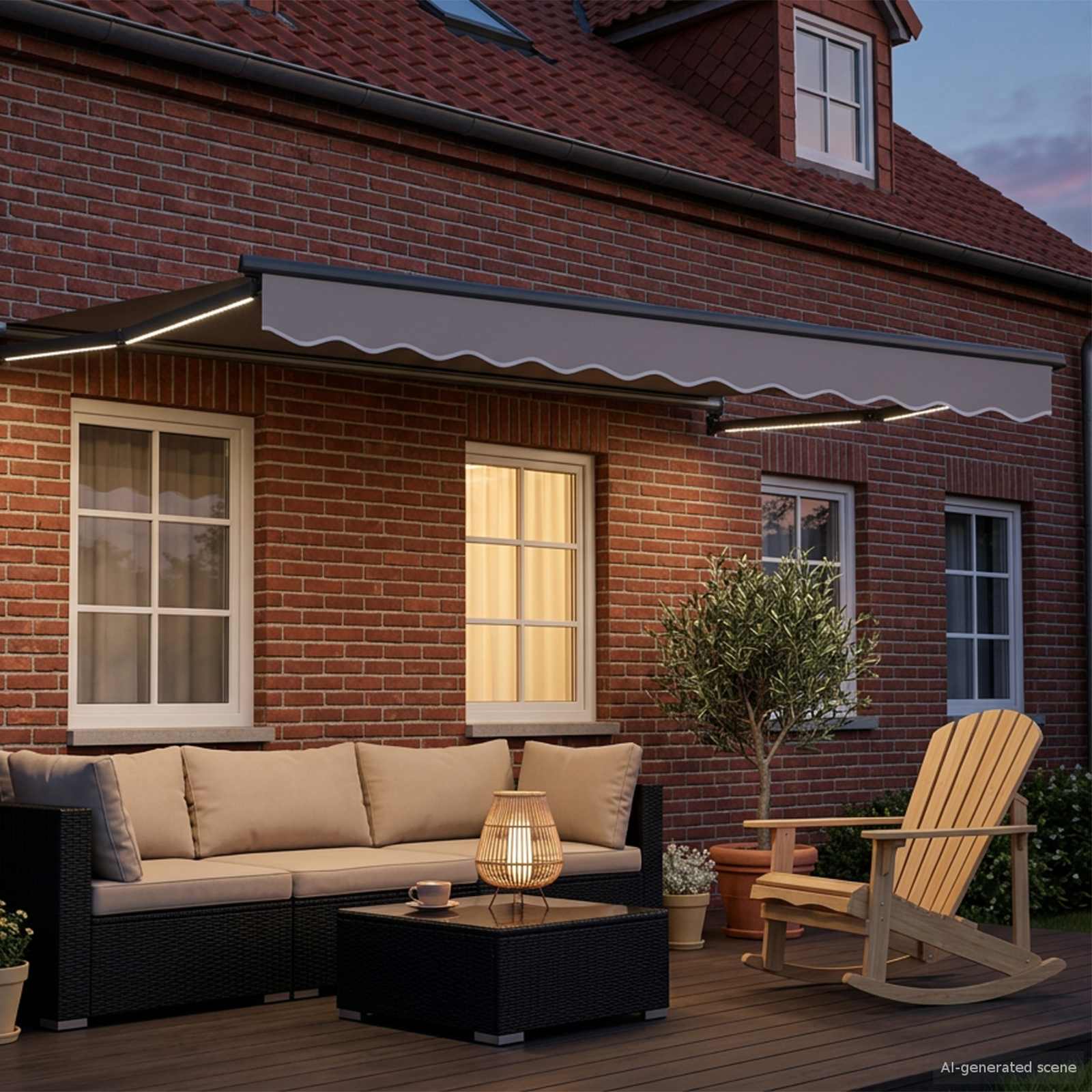Manuelle Gelenkarmmarkise mit LEDs 3 x 2,5 m