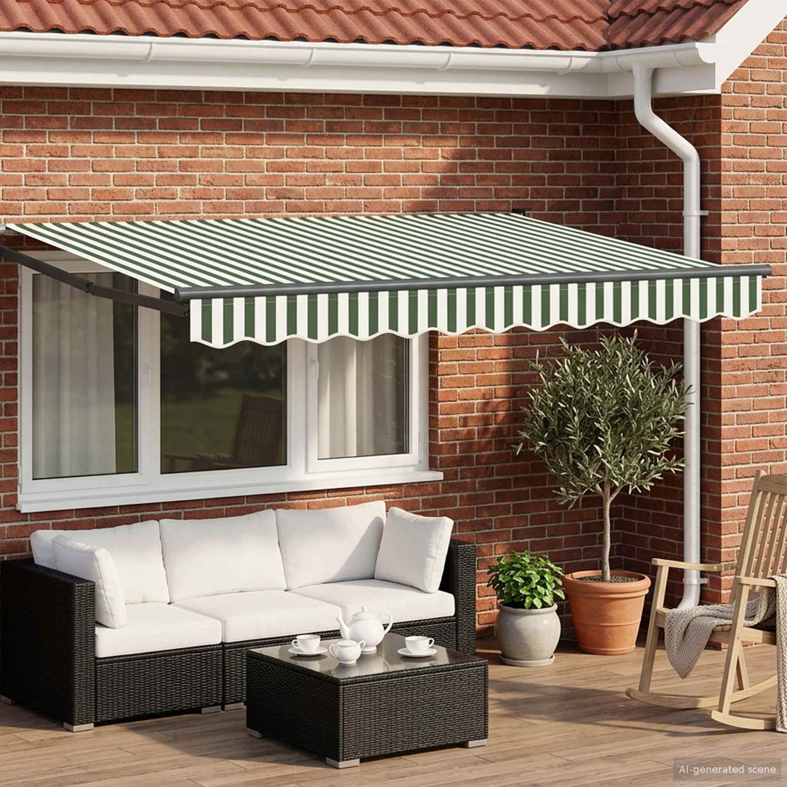 Manuelle Gelenkarmmarkise mit LEDs 3,5 x 2,5 m