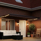 Manuelle Gelenkarmmarkise mit LEDs Braun und Anthrazit 5 x 3 m