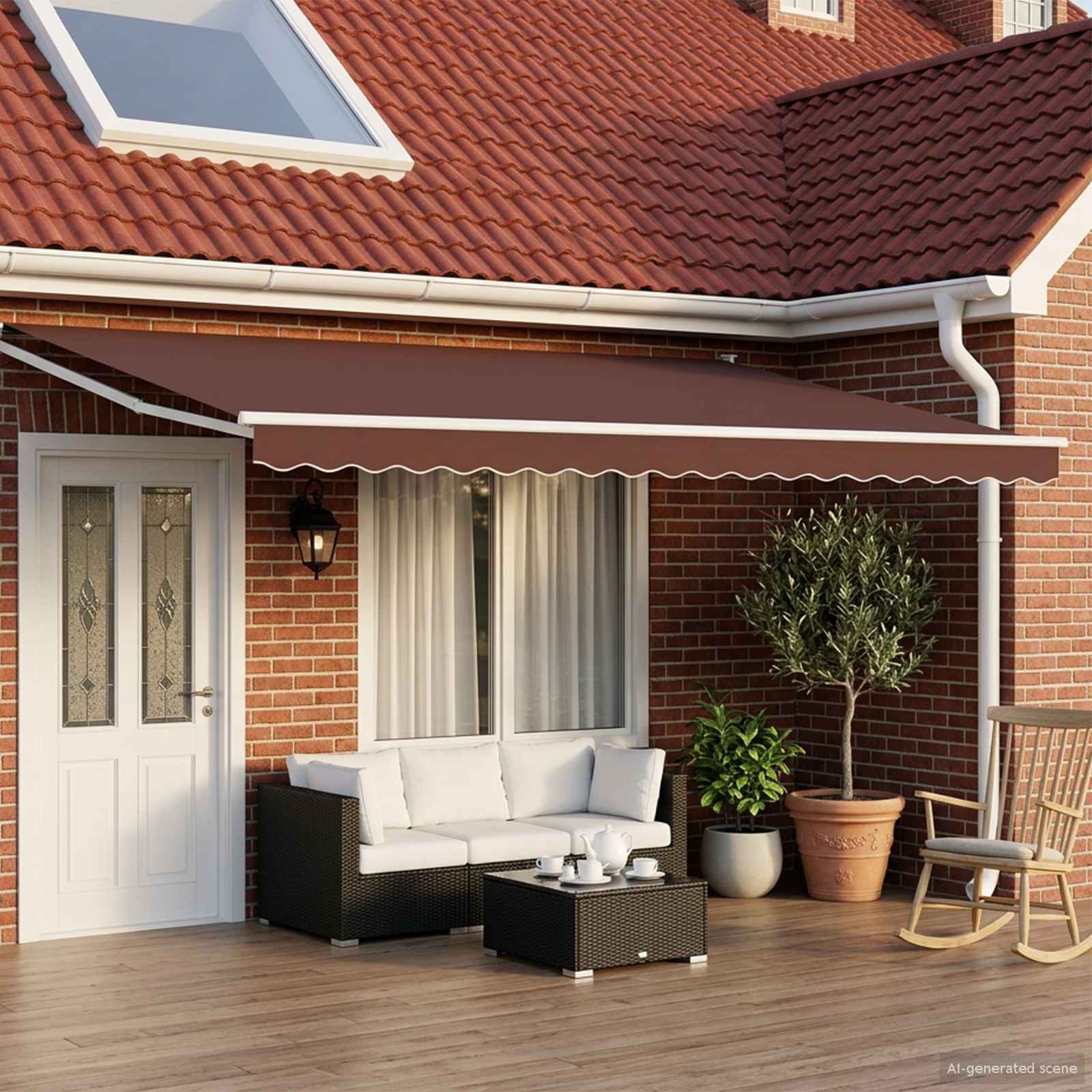 Elektrische ausziehbare Markise Braun 4,5 × 3 m