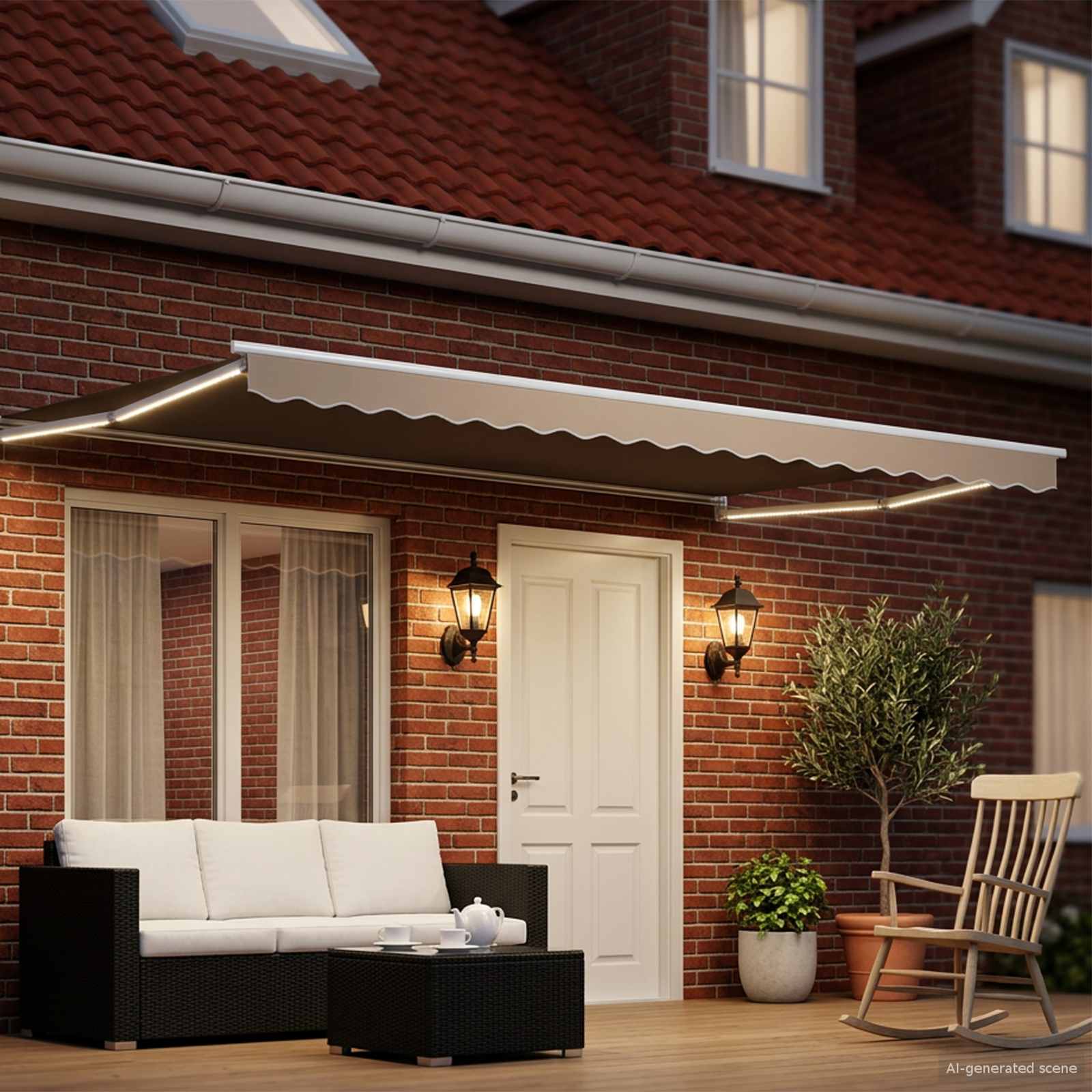 Elektrische ausziehbare Markise Beige 4,5 × 3 m