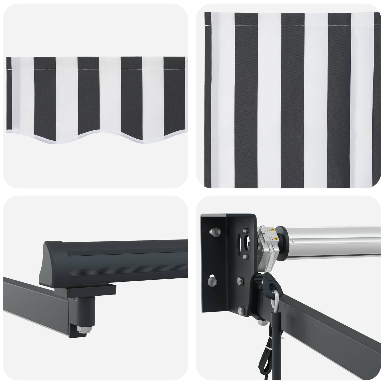 Elektrische ausziehbare Markise Anthrazit und Weiß 3,5 x 2,5 m