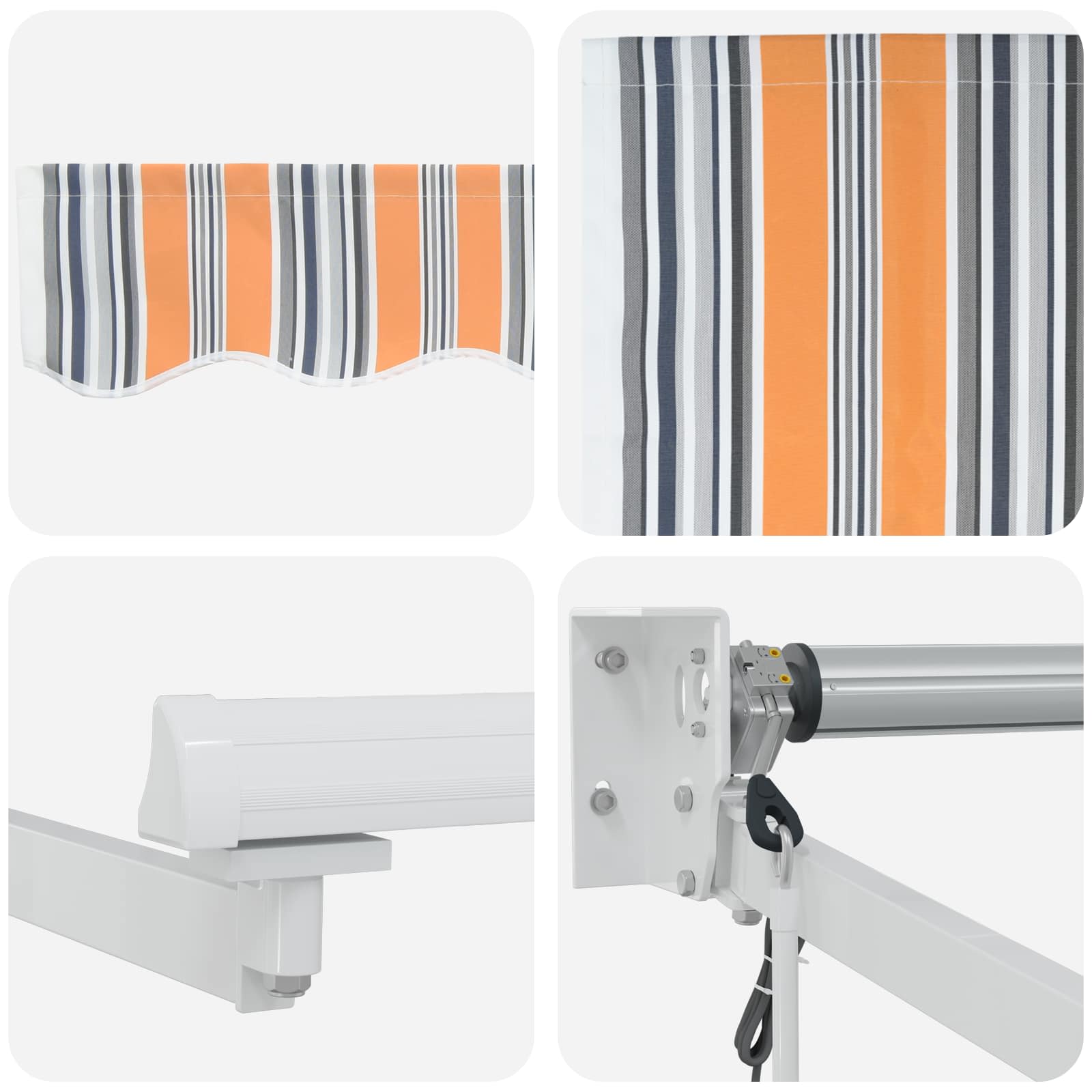 Elektrische ausziehbare Markise Grau, Orange, Weiß 3 x 2,5 m