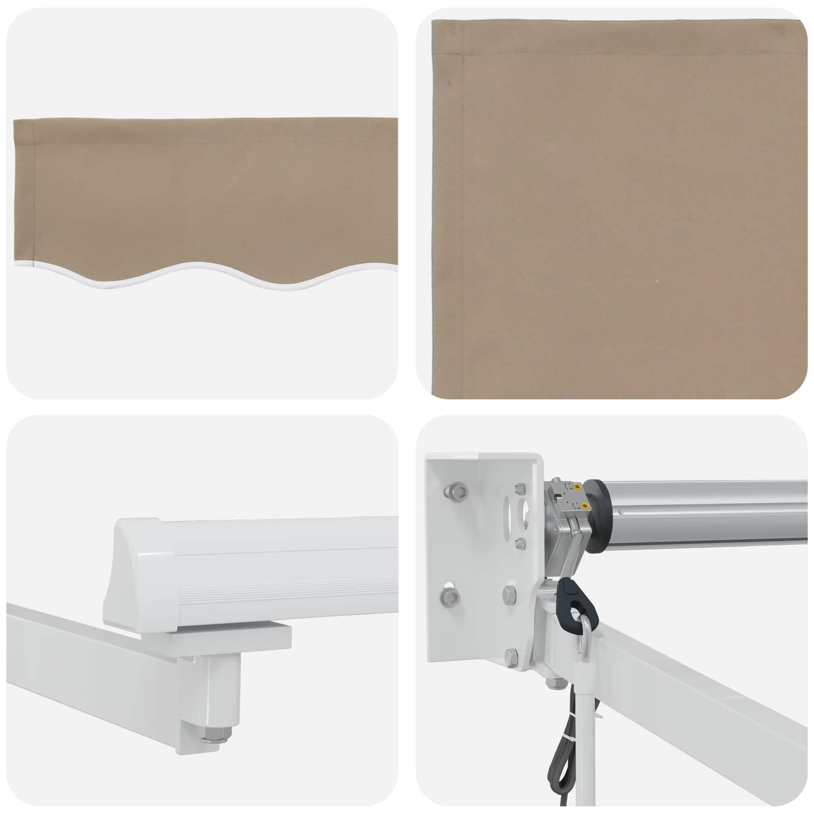 Elektrische ausziehbare Markise Beige und Weiß 3,5 x 2,5 m