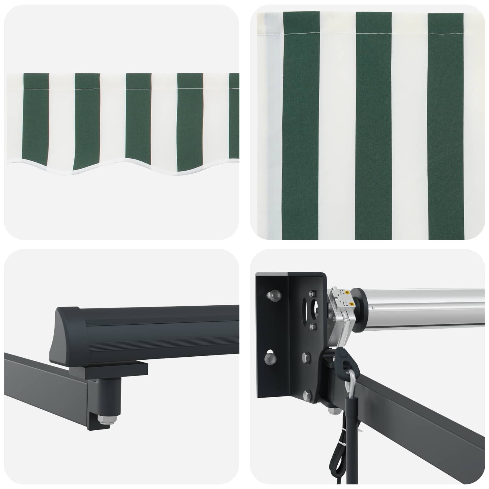 Elektrische ausziehbare Markise Grün, Weiß, Anthrazit 5 x 3 m