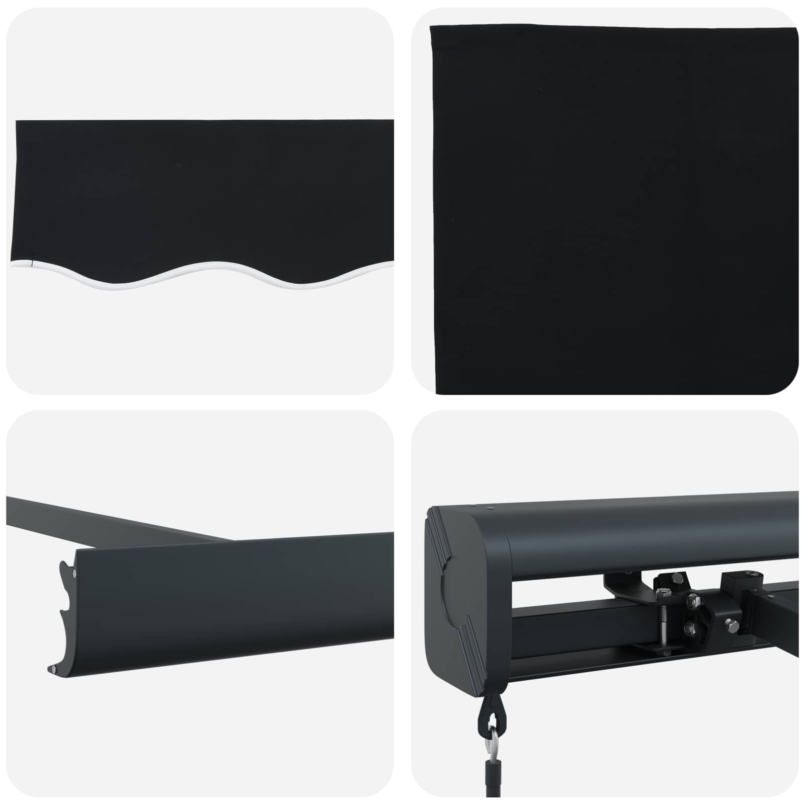 Einziehbare Markise Schwarz 4 x 3 m Leinen und Aluminium