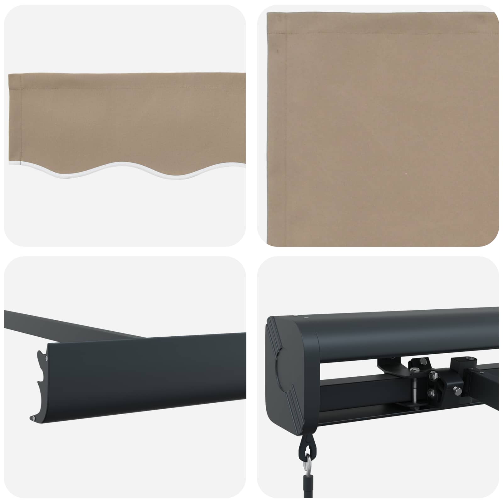 Einziehbare Markise Beige 4 x 3 m Leinen und Aluminium