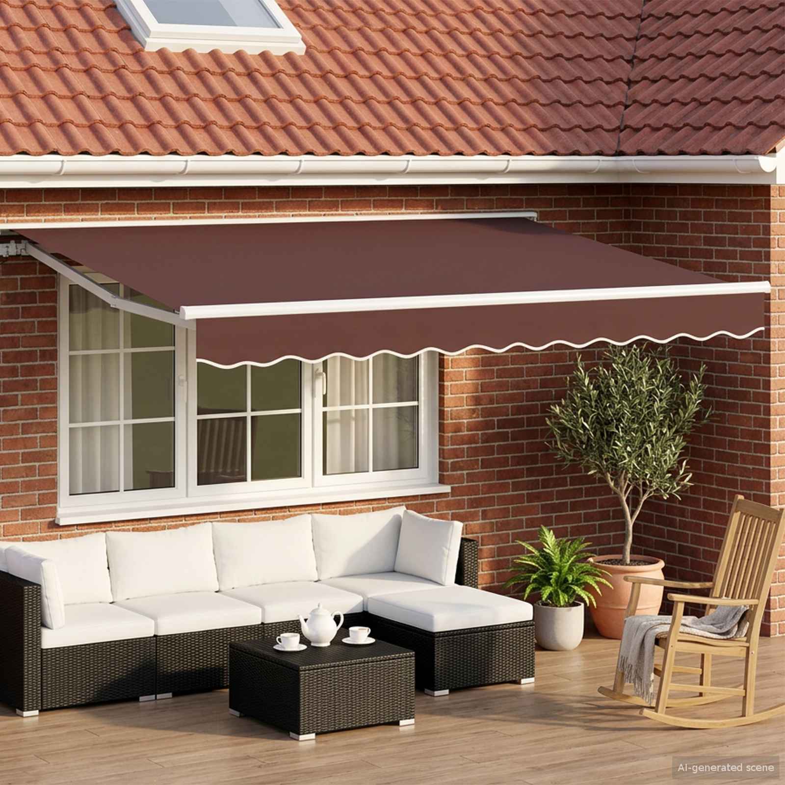 Manuell einziehbare Markise Braun 3 x 2,5 m