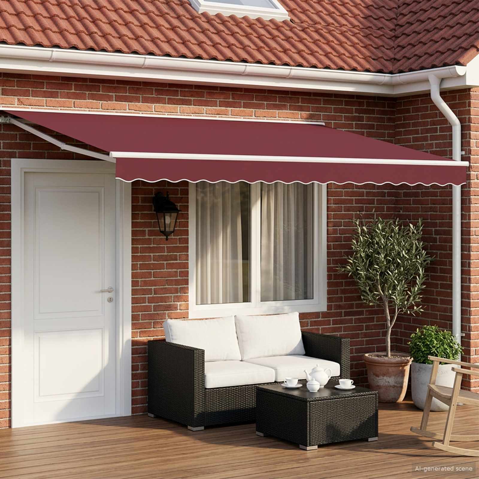 Manuell einziehbare Markise Bordeauxrot 4 x 3 m
