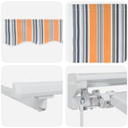 Manuell einziehbare Markise Orange, Grau, Blau, Weiß 4 x 3 m