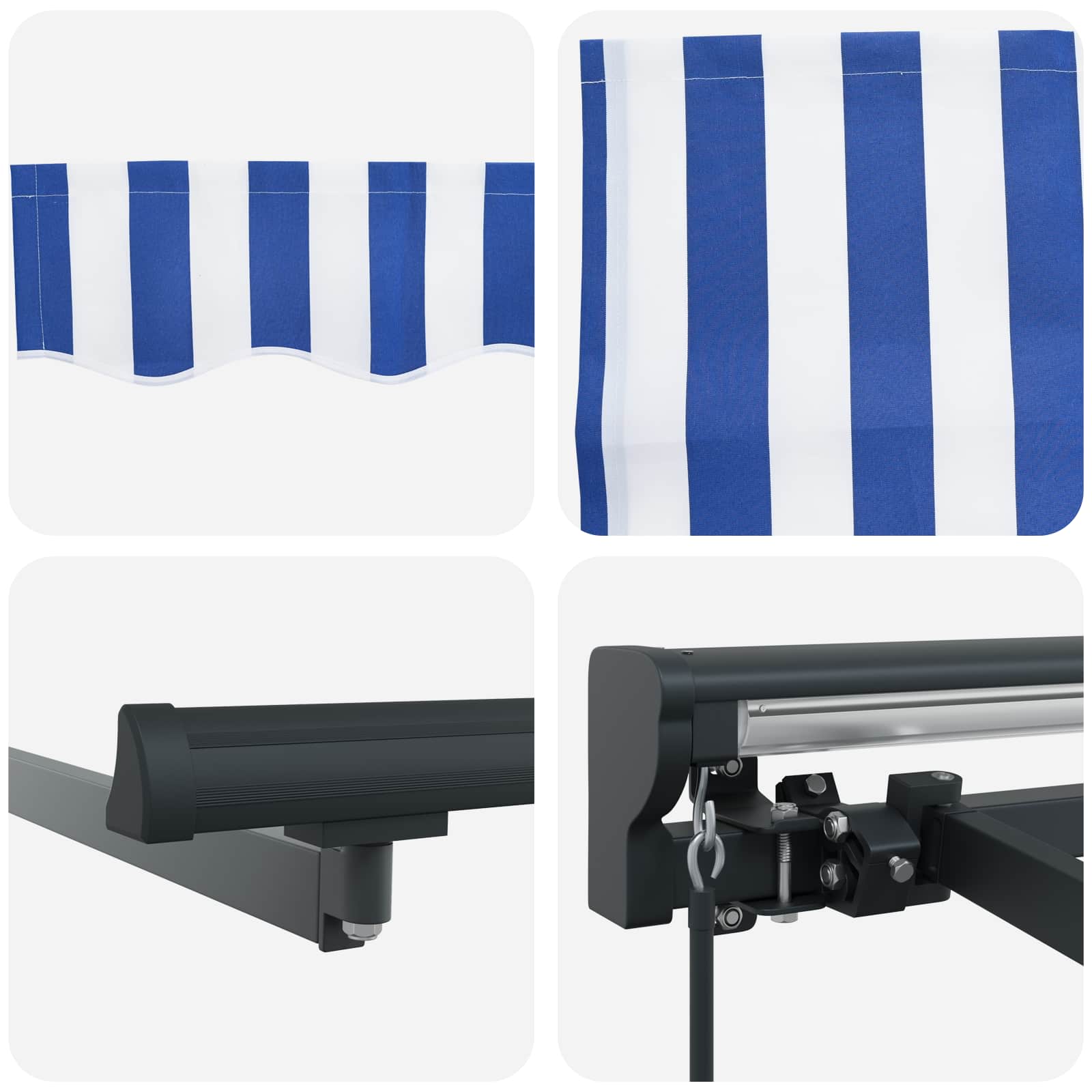 Manuell einziehbare Markise Blau und Weiß 3,5 x 2 m