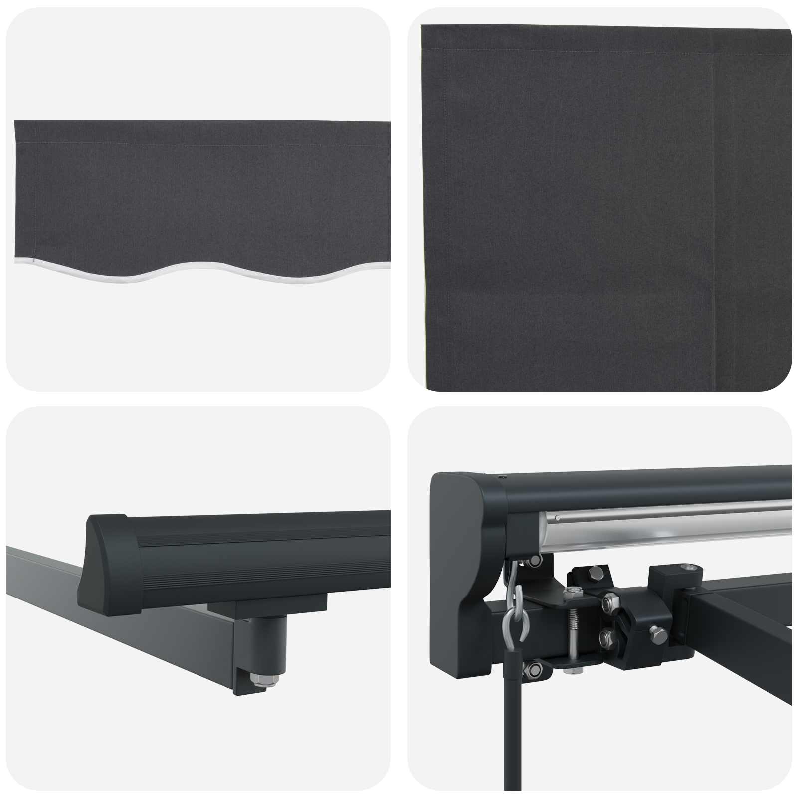Manuell einziehbare Markise Anthrazit 3,5 x 2 m