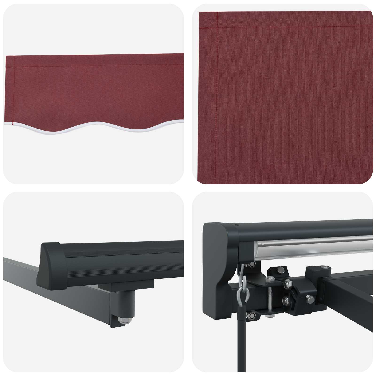 Manuell einziehbare Markise Bordeauxrot 4,5 x 3,5 m