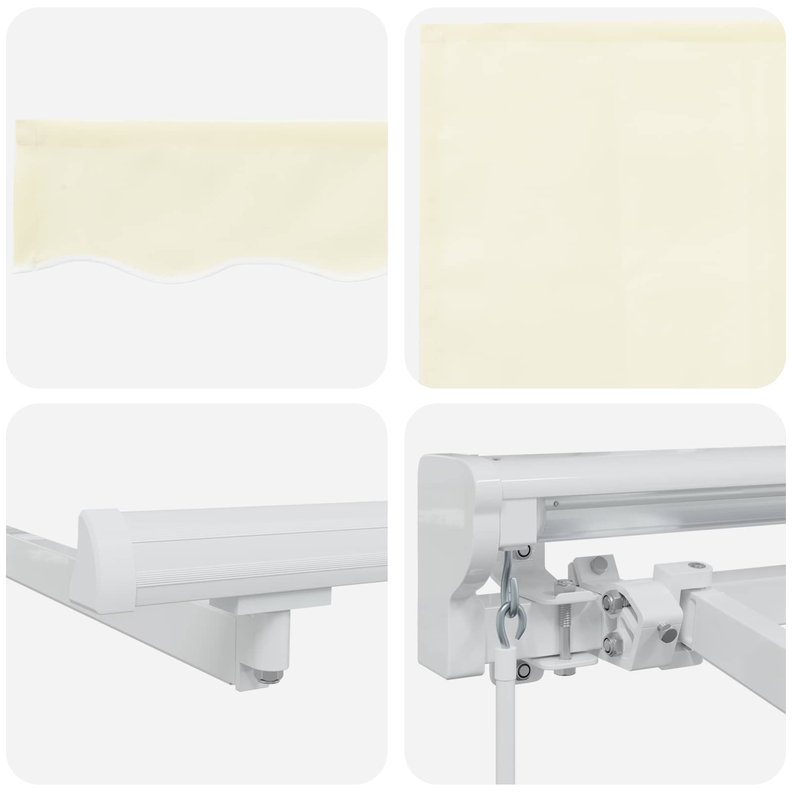 Manueller Markisenrahmen mit LEDs Creme und Weiß 3 x 2 m