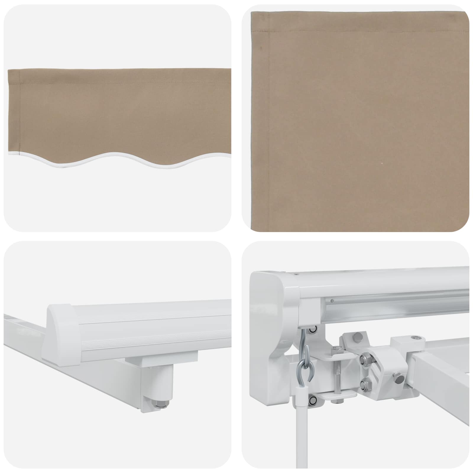 Manueller Markisenrahmen mit LEDs Beige und Weiß 3 x 2,5 m