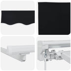 Manueller Markisenrahmen mit LEDs Schwarz und Weiß 3,5 x 2,5 m