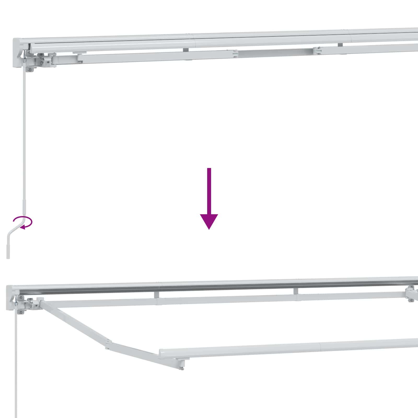 Manueller Markisenrahmen mit LEDs Gelb, Grau und Weiß 4 x 3 m