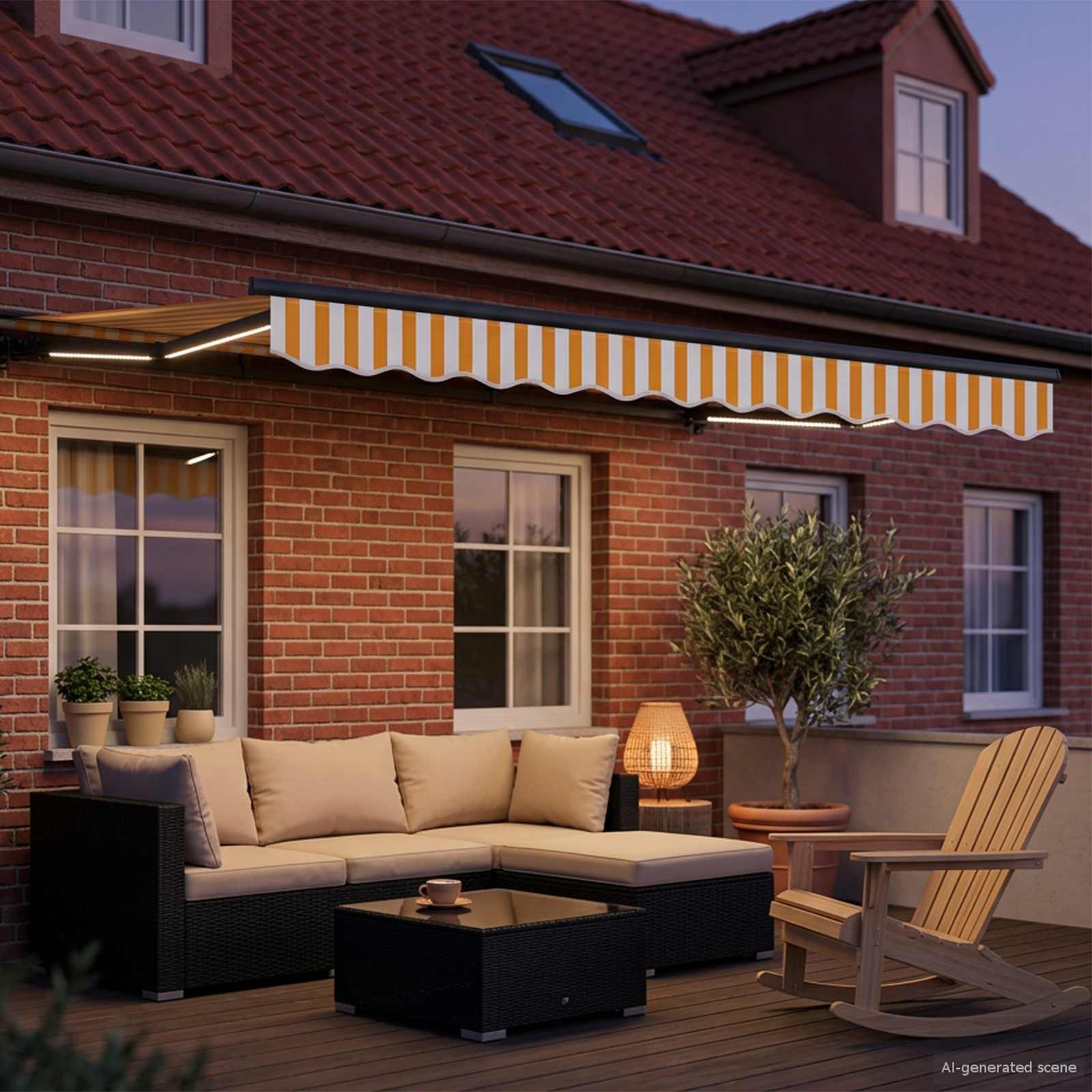Manueller Markisenrahmen mit LEDs 3,5 x 2 m