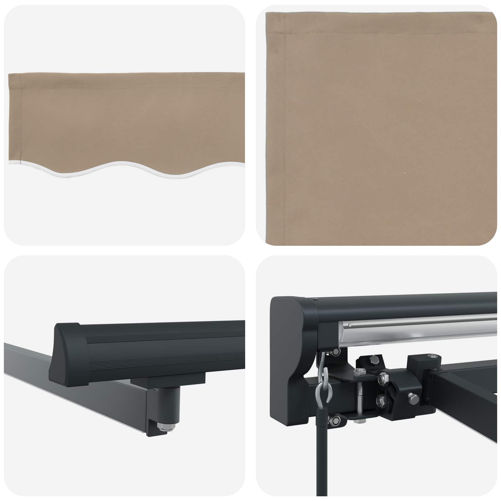 Manueller Markisenrahmen mit LEDs Beige und Anthrazit 3,5 x 2 m