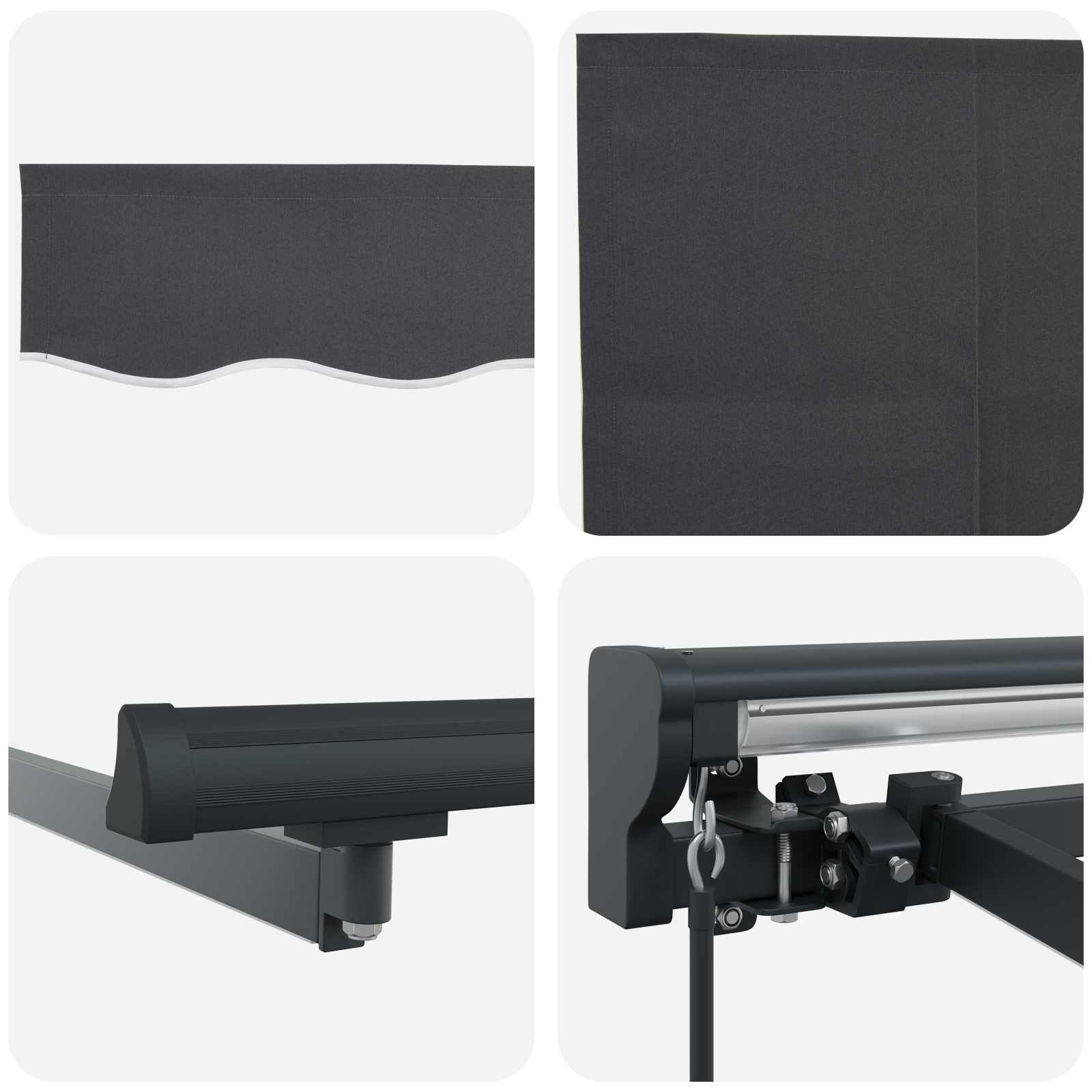Manueller Markisenrahmen mit LEDs Anthrazit 3 x 2,5 m