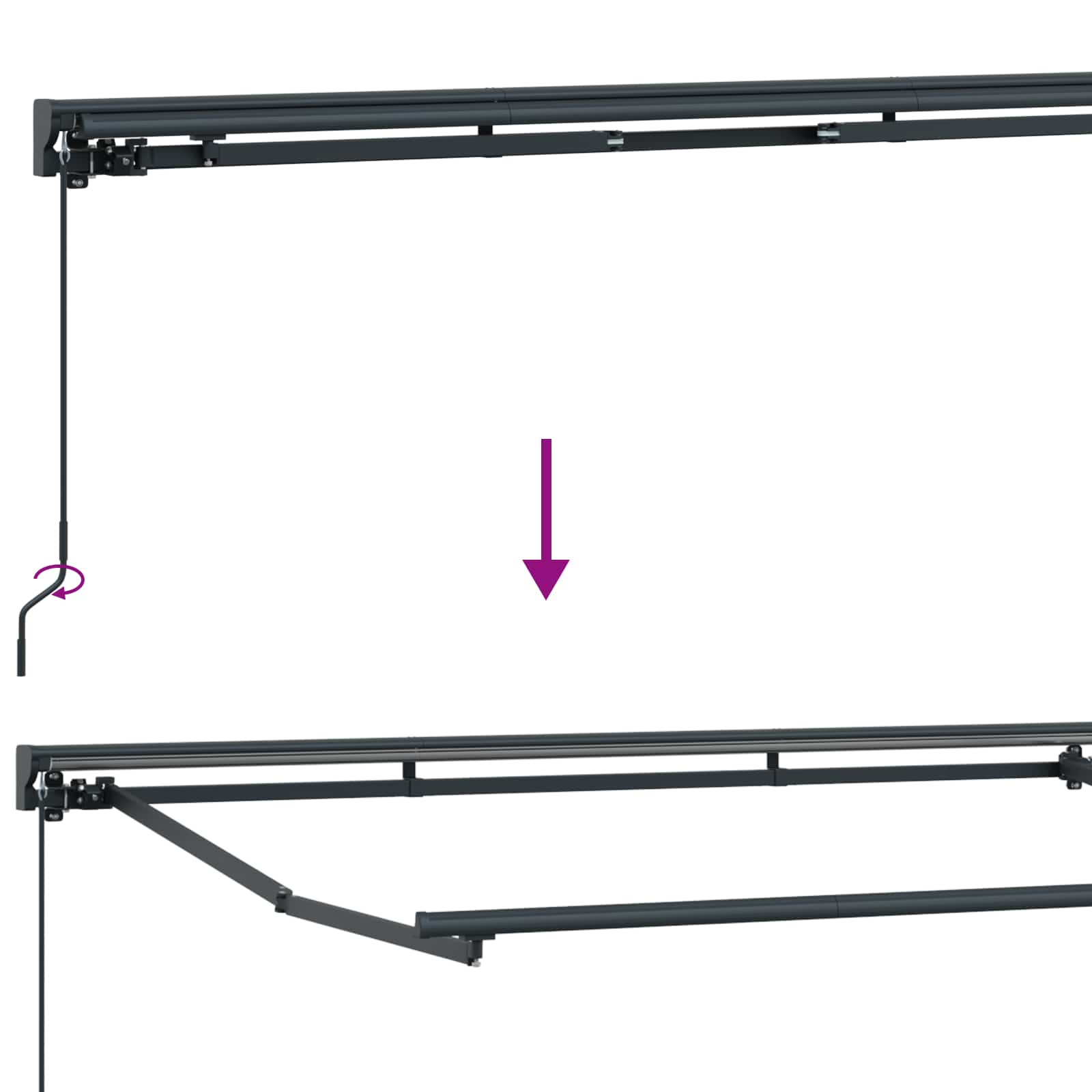 Manueller Markisenrahmen mit LEDs Anthrazit und Weiß 3 x 2,5 m