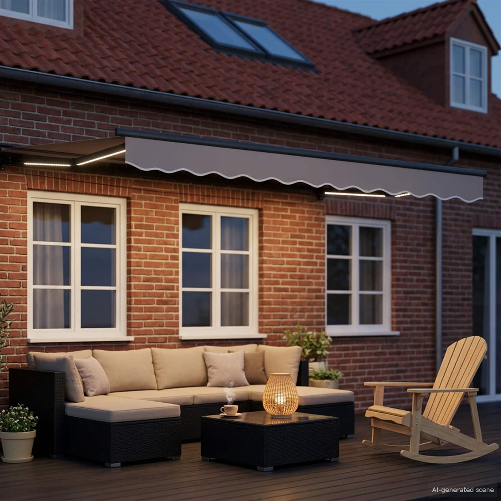 Manueller Markisenrahmen mit LEDs 3 x 2,5 m