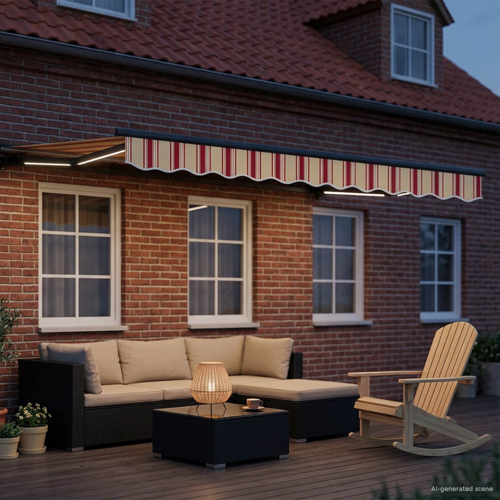 Manueller Markisenrahmen mit LEDs 3,5 x 2,5 m