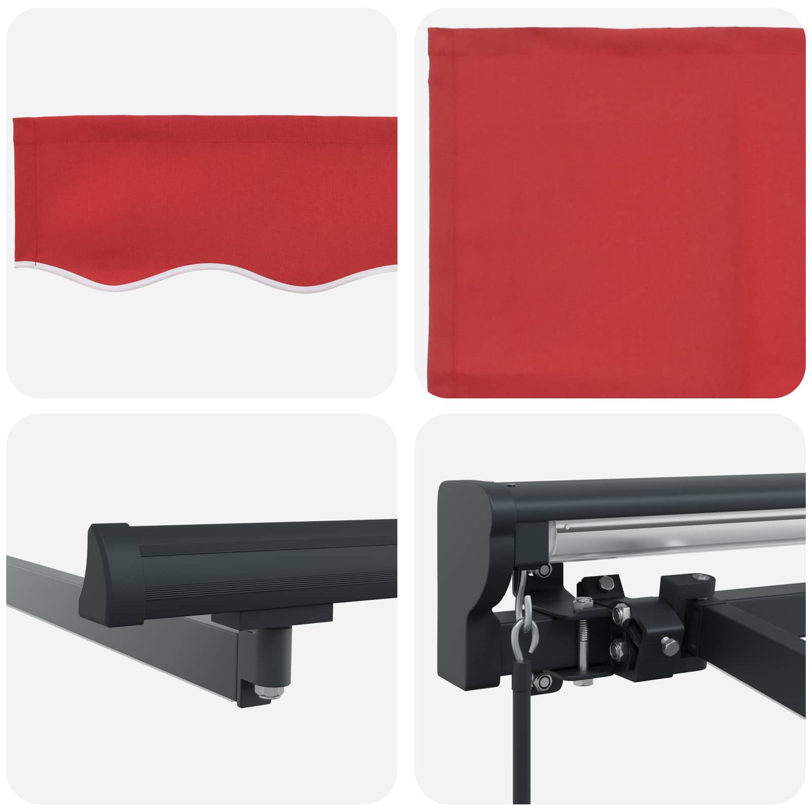 Manueller Markisenrahmen mit LEDs Rot und Anthrazit 4 x 3 m