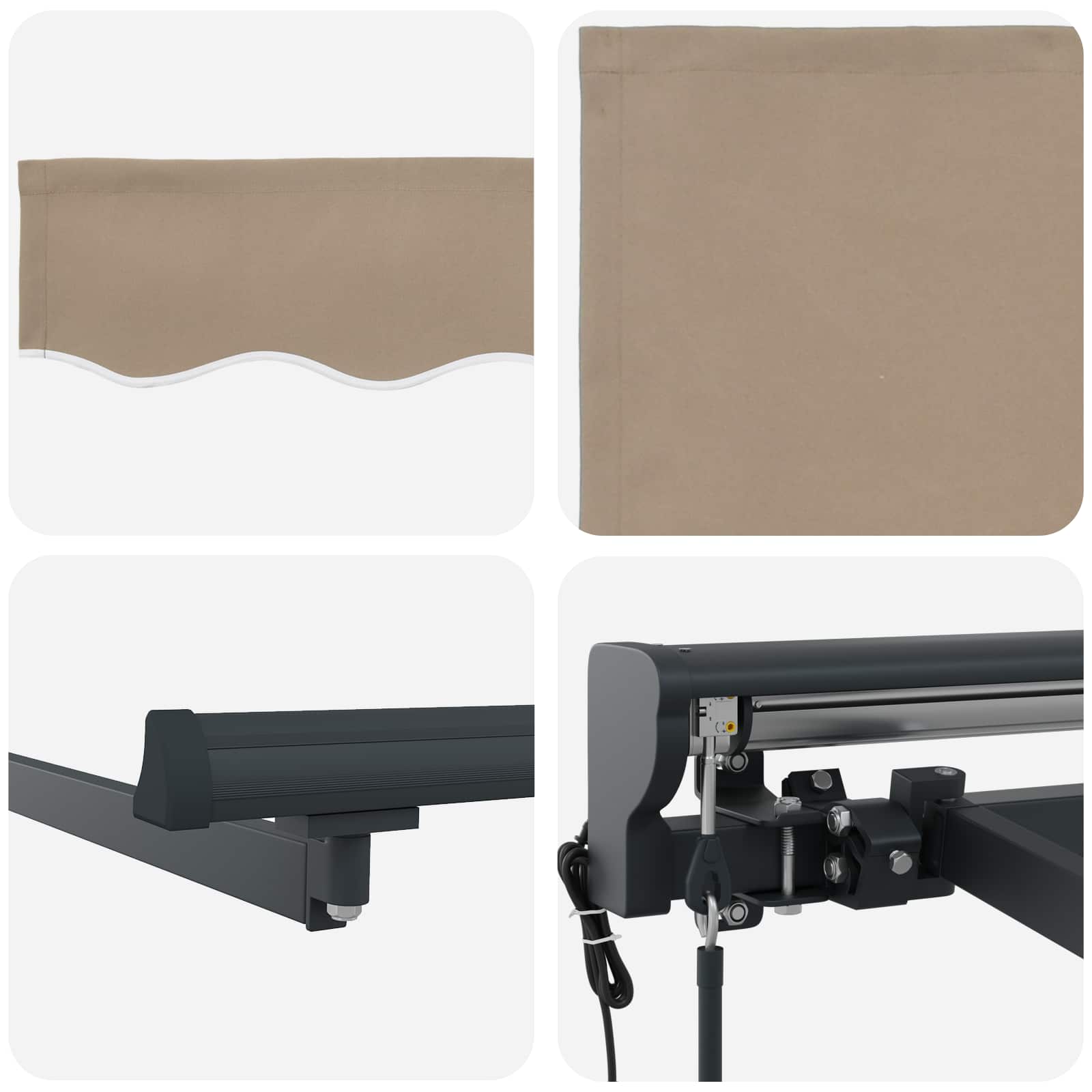 Elektrische ausziehbare Markise Beige und Anthrazit 4 × 3,5 m