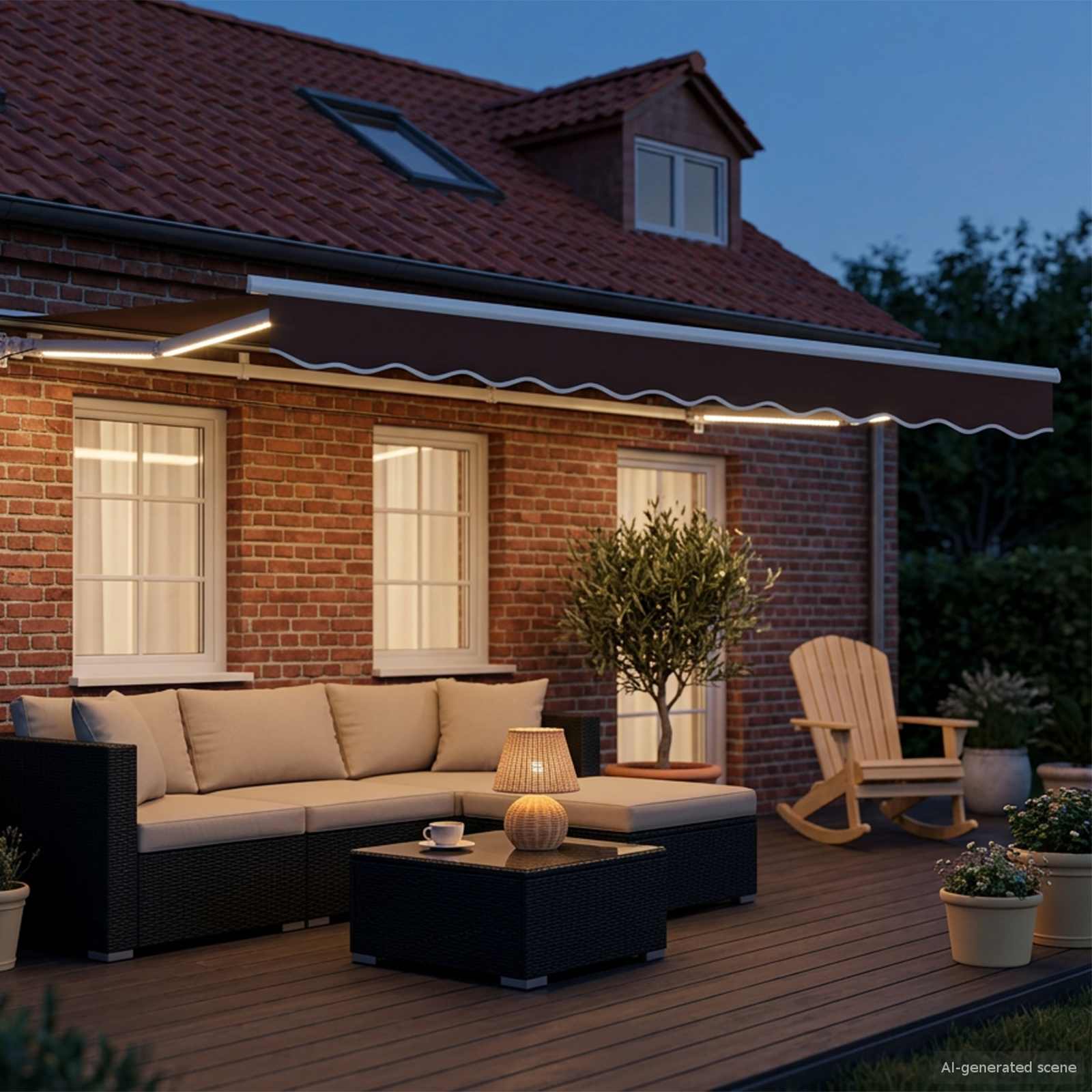 Elektrische ausziehbare Markise Braun und Weiß 3 x 2,5 m