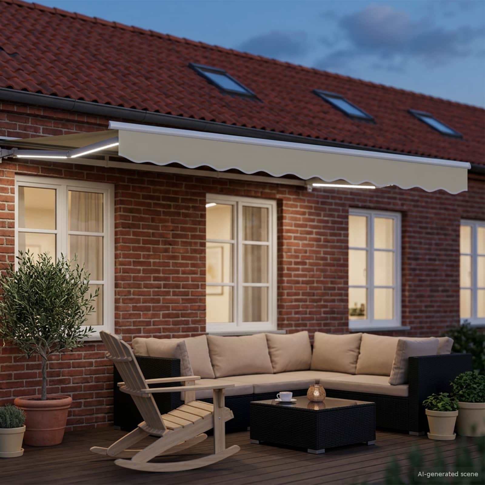 Elektrische ausziehbare Markise Creme und Weiß 3,5 x 2,5 m