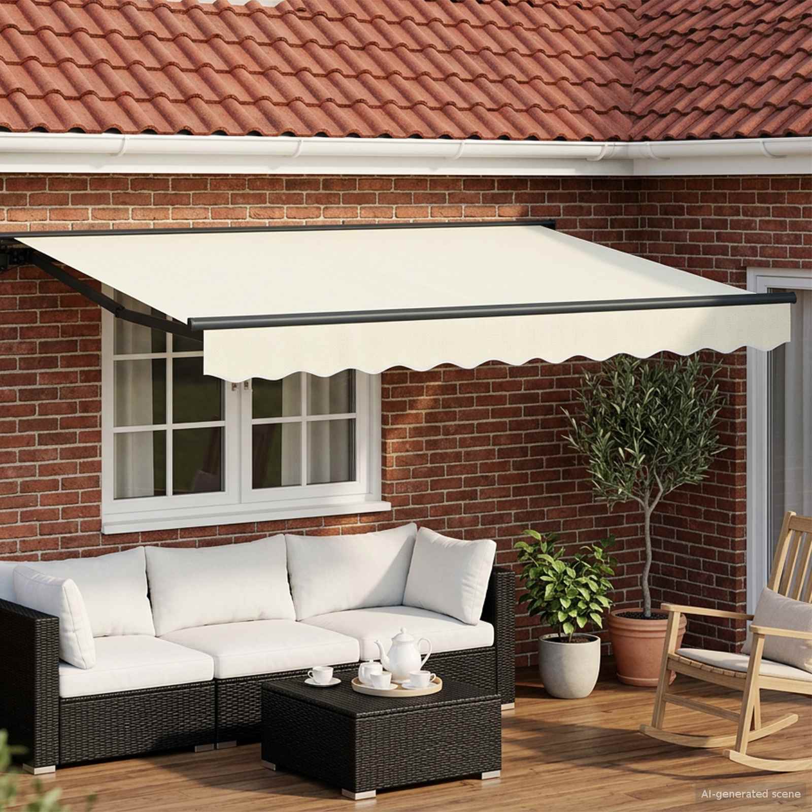 Elektrische ausziehbare Markise Creme und Anthrazit 3 x 2 m