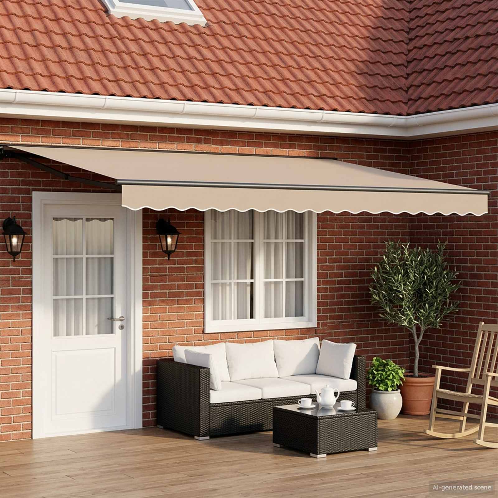 Elektrische ausziehbare Markise Beige und Anthrazit 5 x 3,5 m