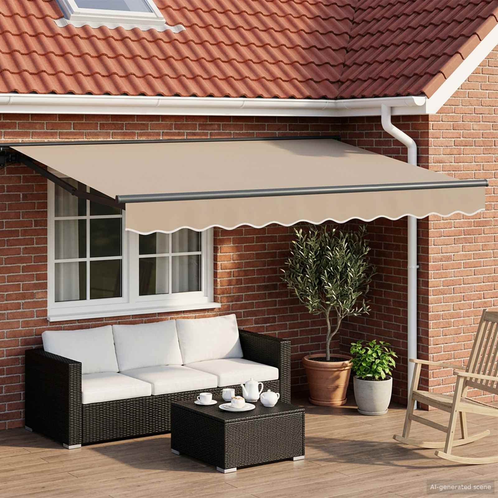 Elektrische ausziehbare Markise Beige und Anthrazit 3 x 2,5 m