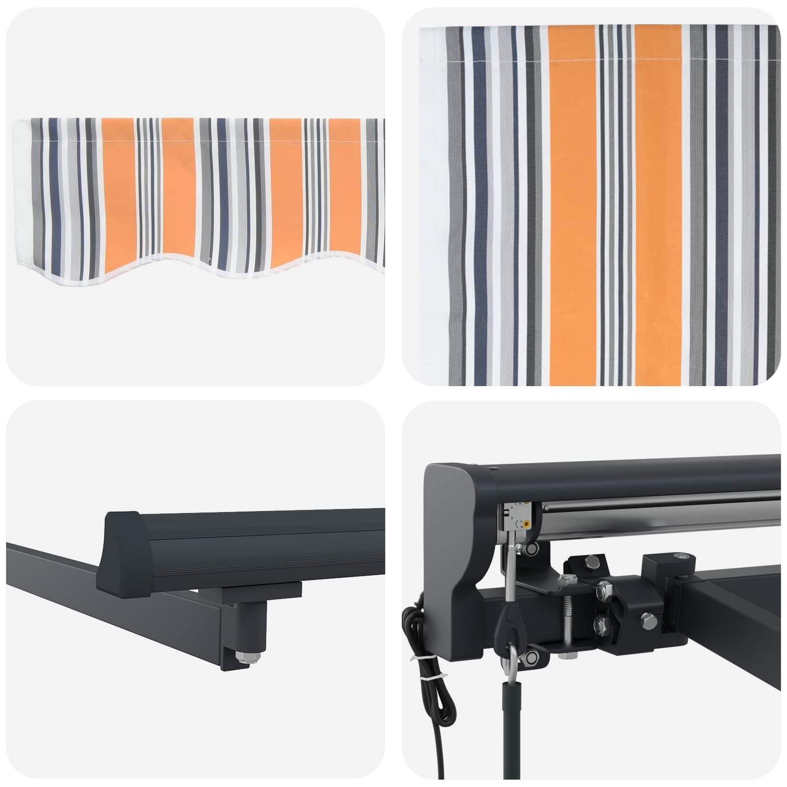 Elektrische ausziehbare Markise Blau, Orange, Anthrazit 4 x 3 m