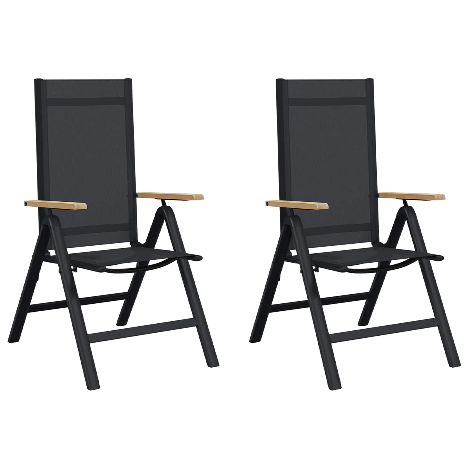 Liegestühle für den Garten 2 pcs Schwarz 58 x 73 x 111,5 cm