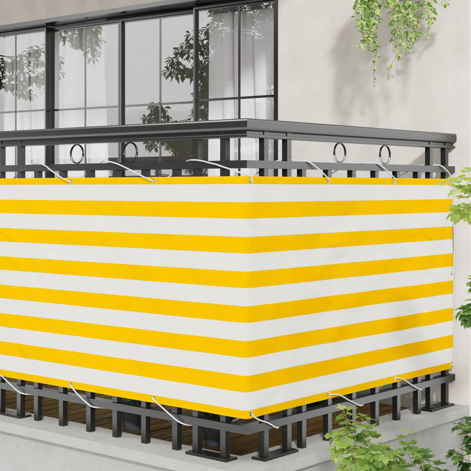 Balkonsichtschutz Gelb und Weiß 100 x 300 cm Oxford-Stoff