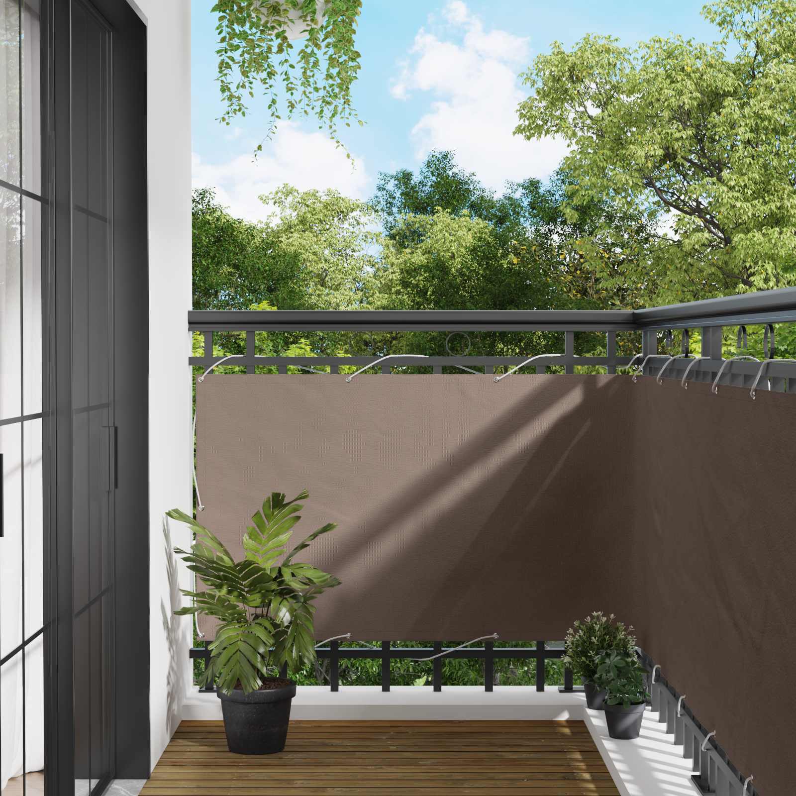 Balkonsichtschutz Taupe 100 x 200 cm Oxford-Stoff