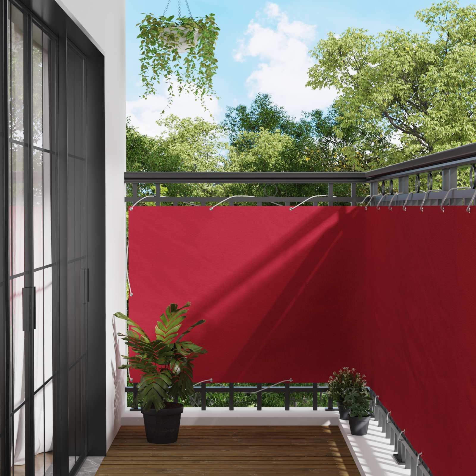 Balkonsichtschutz Rot 110 x 400 cm Oxford-Stoff