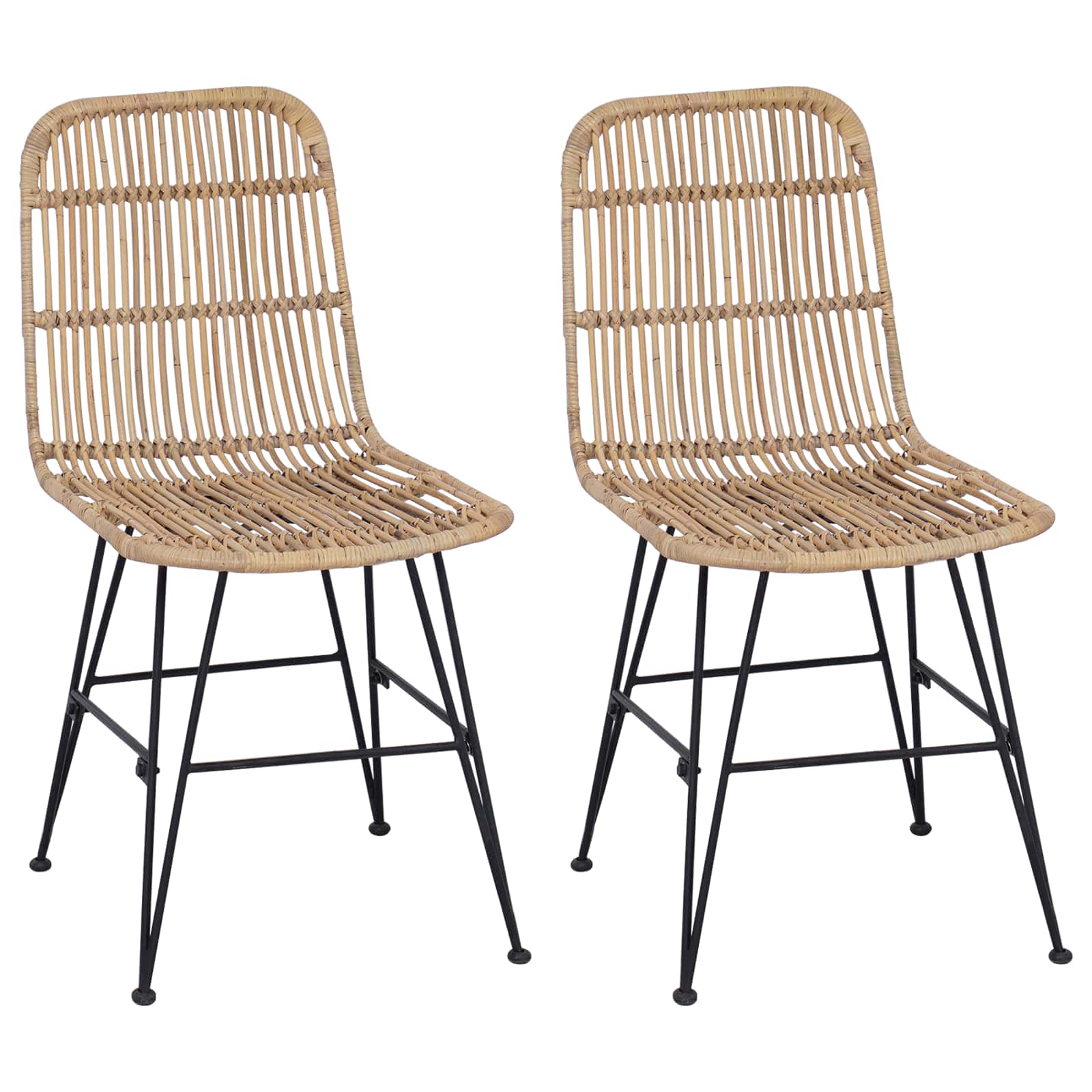 Esststuhl 2 pcs Natur 41 x 55 x 85 cm Rattan und Stahl