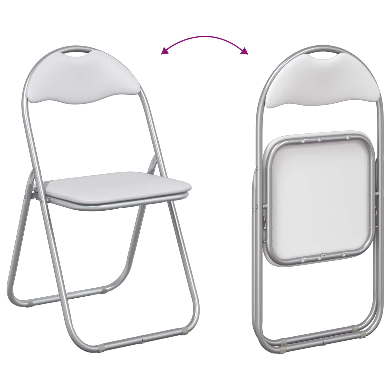 Klappstuhl 8 pcs Weiß und Grau 48 x 43,5 x 81 cm Kunstleder