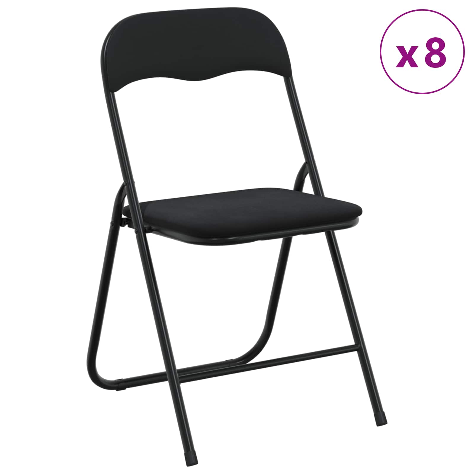 Klappstuhl 8 pcs Schwarz 48 x 44 x 78 cm Samt