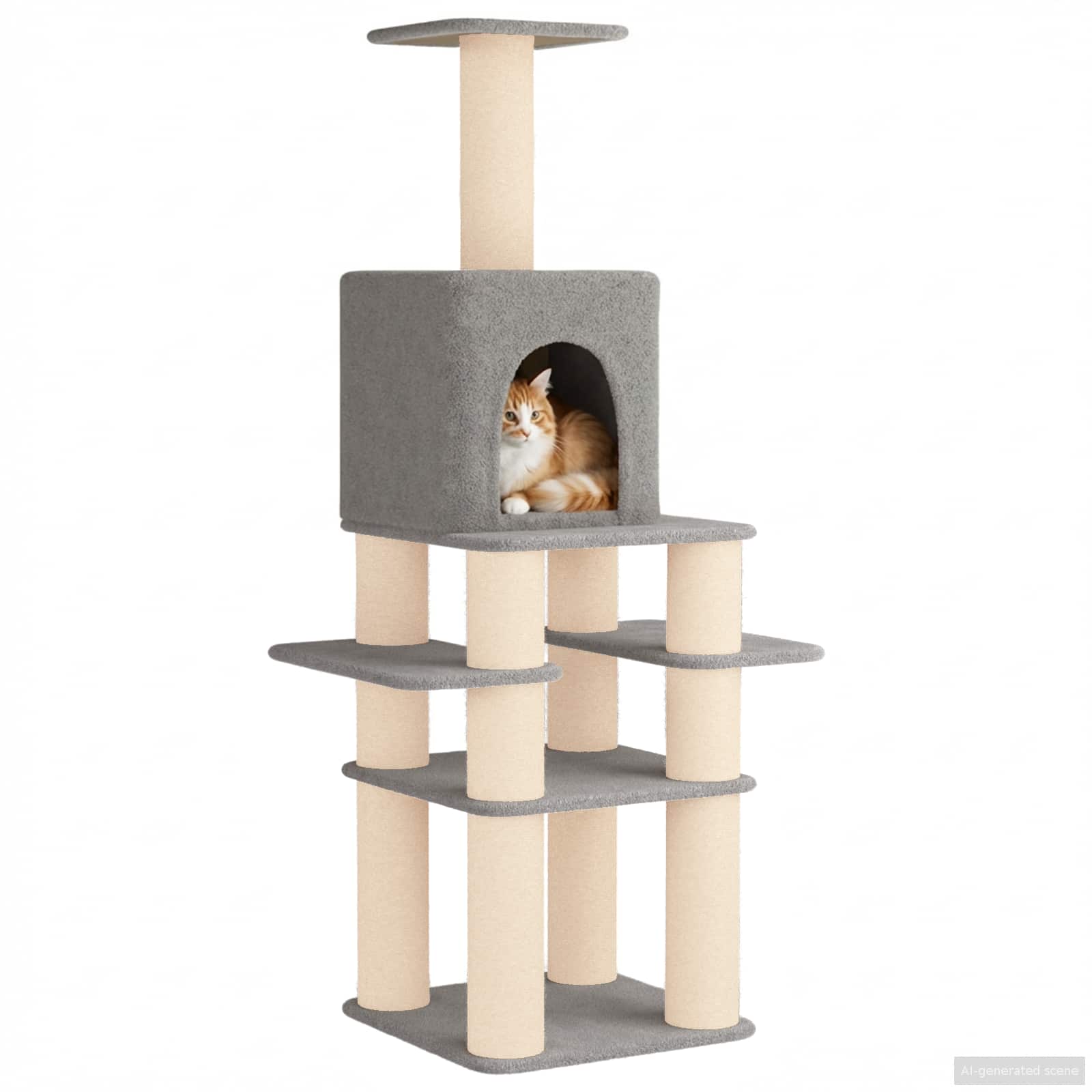 Katzenkratzbaum mit Sisal-Kratzsäulen Hellgrau 180 cm