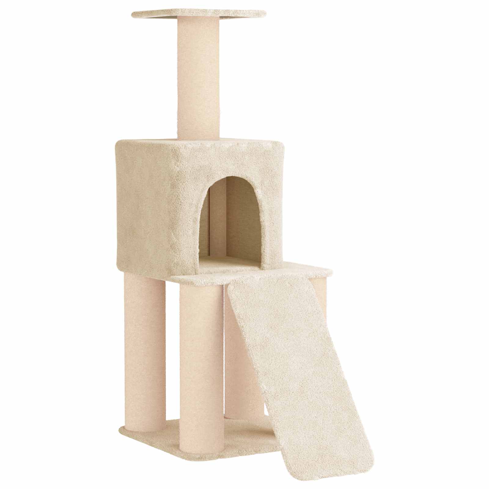 Katzennbaum mit Sisal-Kratzsäulen Creme 146 cm