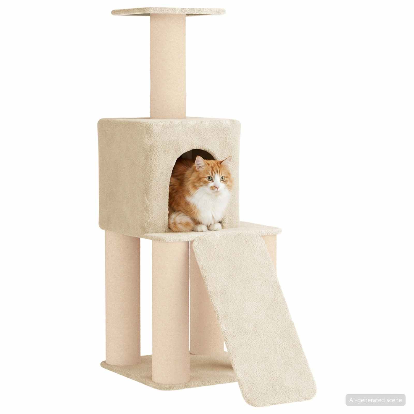 Katzennbaum mit Sisal-Kratzsäulen Creme 146 cm