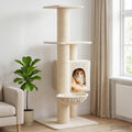 Katzennbaum mit Sisal-Kratzsäulen Creme 137 cm