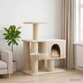 Katzennbaum mit Sisal-Kratzsäulen Creme 96 cm