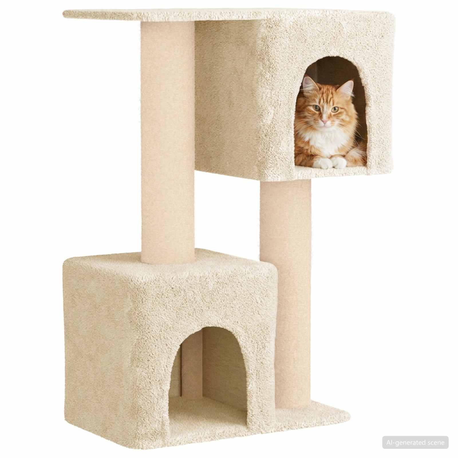 Katzennbaum mit Sisal-Kratzsäulen Creme 114 cm