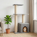 Katzennbaum mit Sisal-Kratzsäulen Hellgrau 133 cm