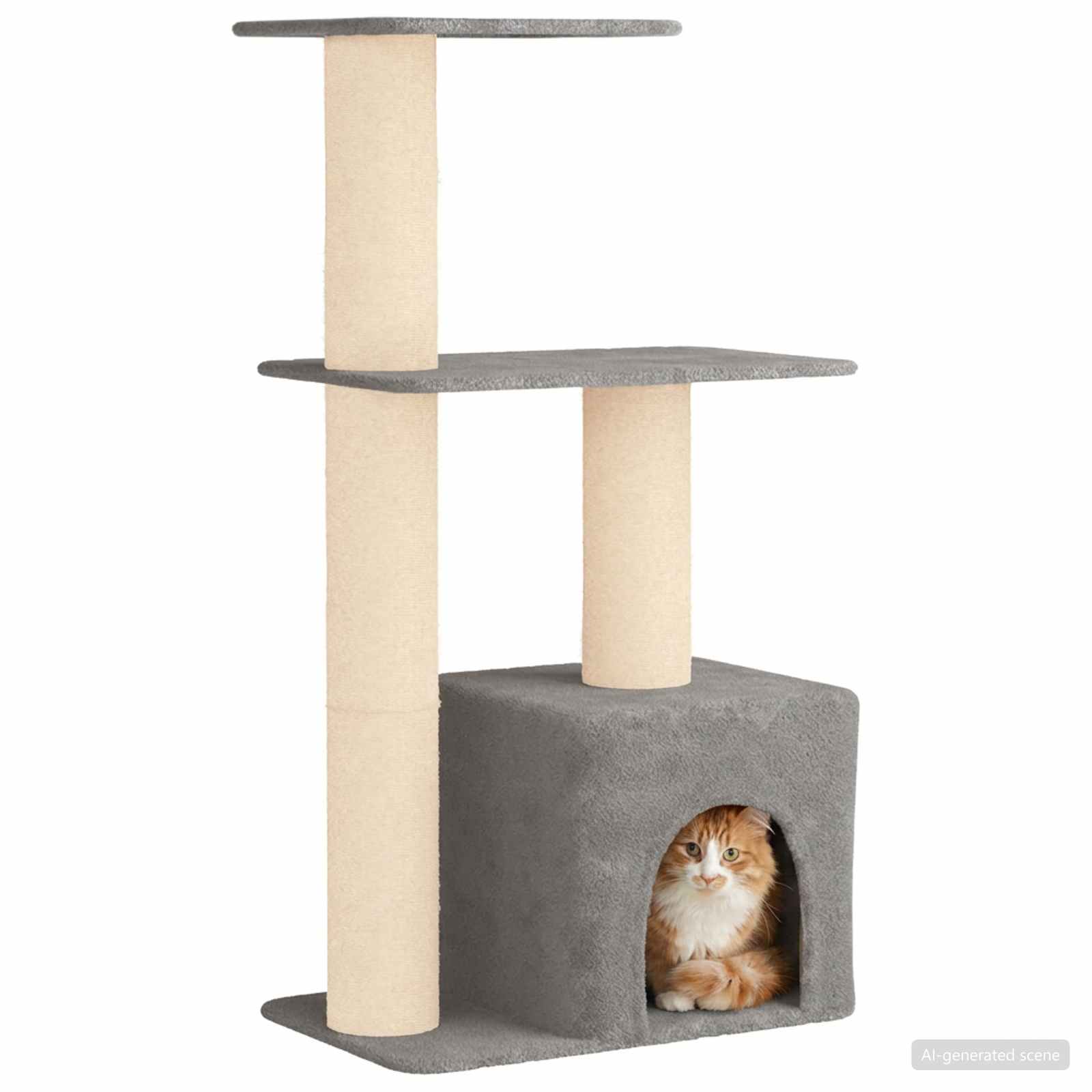 Katzennbaum mit Sisal-Kratzsäulen Hellgrau 133 cm